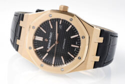 Royal Oak 41mm 15400 RG APSF 1:1 Best Edition Black Dial on Black Leather Strap SA3120 Super Clone - Image 3