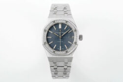 Royal Oak 37mm 15451 SS APSF 1:1 Best Edition Blue Textured Dial on SS Bracelet SA3120 Super Clone