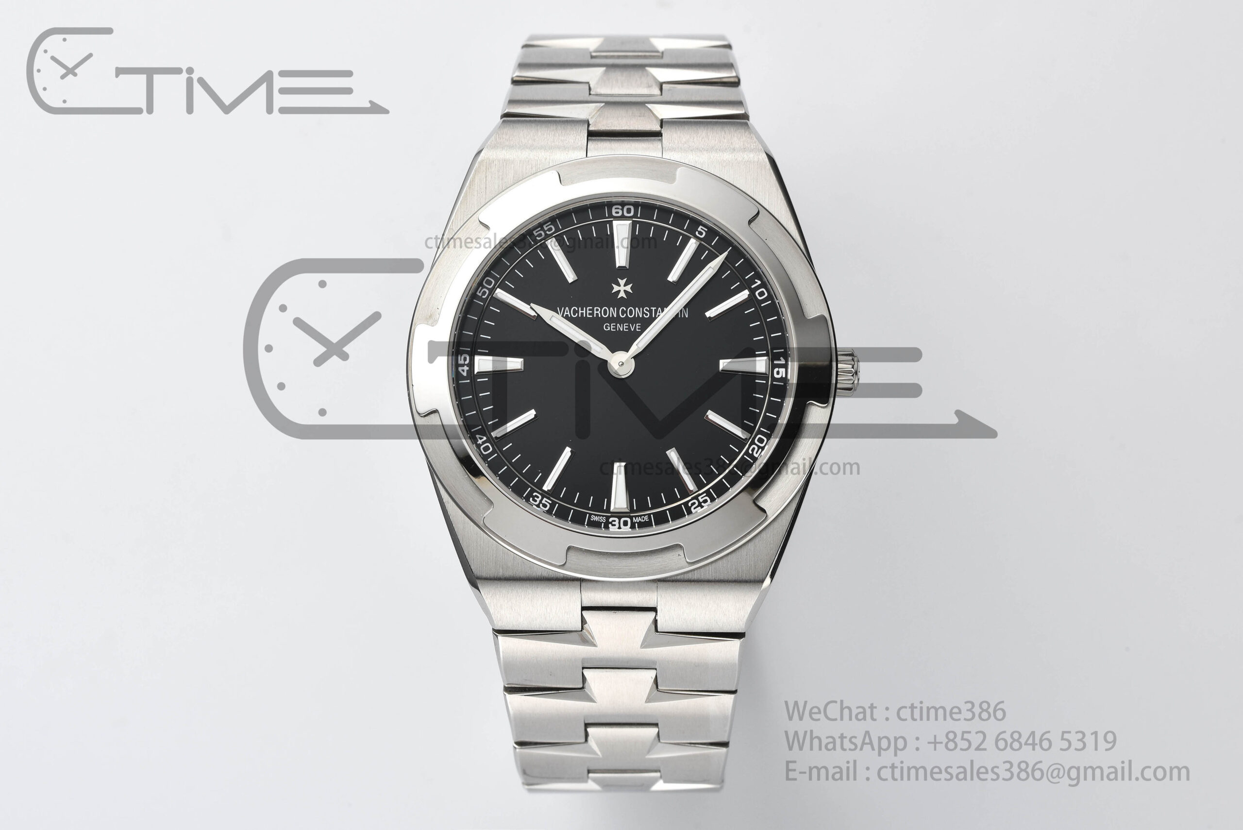 HFF_6684 Overseas Ultra-Thin XF 2000V SS/SS Black Dial on SS Bracelet MY9015 - Image 1