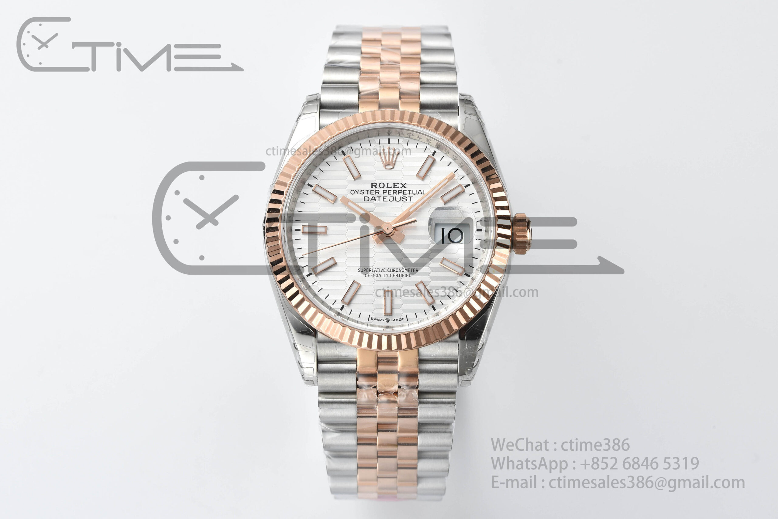 HFF_2605 DateJust 36 126231 SS/RG VSF 1:1 Best Edition 904L Steel Silver Textured/Stk Dial on Jubilee Bracelet VS3235 - Image 1
