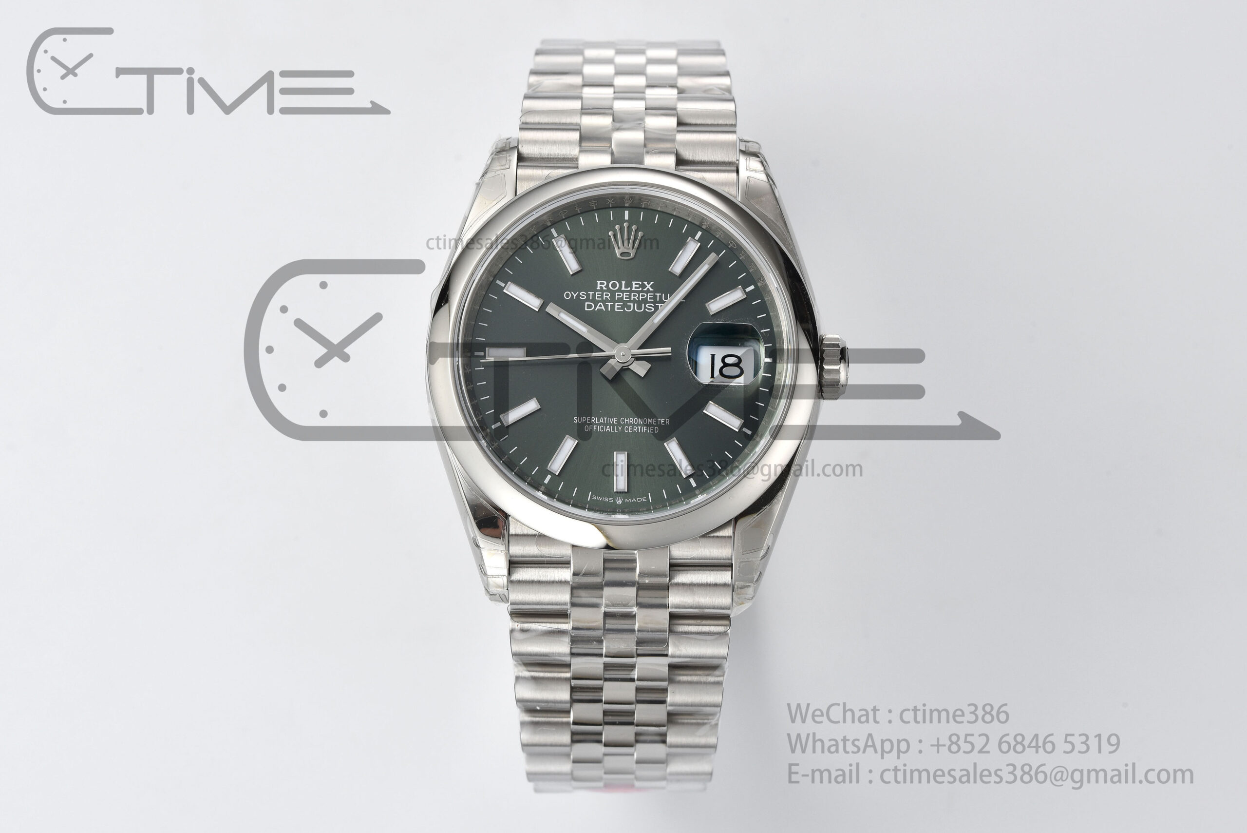 HFF_3170 DateJust 36mm SS 126200 VSF 1:1 Best Edition 904L Steel Green Dial on Jubilee Bracelet VS3235 - Image 1